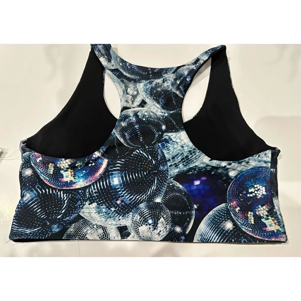 Terez Disco Ball Sports Bra NWT size Medium All Over Print Racerback - Picture 5 of 5